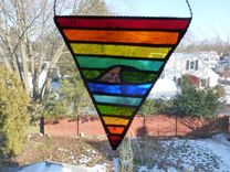 Rhode Island Rainbow Pride Wave Stained Glass Art 3 small