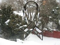 Stained Glass Beveled Cancer Awareness Ribbon Light Catcher 2 small