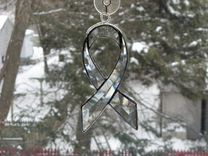 Stained Glass Beveled Cancer Awareness Ribbon Light Catcher 3 small