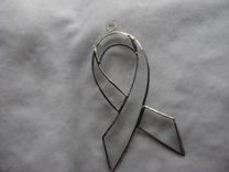 Stained Glass Beveled Cancer Awareness Ribbon Light Catcher 4 small