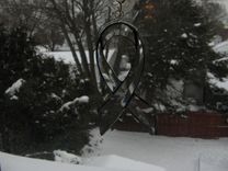 Stained Glass Beveled Cancer Awareness Ribbon Light Catcher 5 small