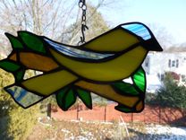 Yellow Stained Glass Canary On A Branch 1 small