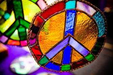 Multicolored Stained Glass Peace Sign 1 small