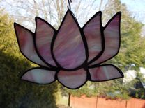 Iridescent Pink Stained Glass Lotus Flower 3 small