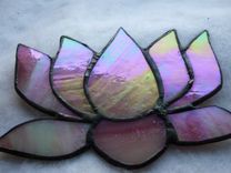 Iridescent Pink Stained Glass Lotus Flower 4 small