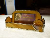 Amber Brown Stained Glass Business Card Holder 1 small