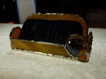 Amber Brown Stained Glass Business Card Holder 2 small