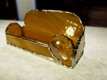 Amber Brown Stained Glass Business Card Holder 3 small