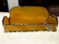 Amber Brown Stained Glass Business Card Holder 4 small