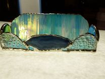 Iridescent Blue Stained Glass Cell Phone Dock 2 small