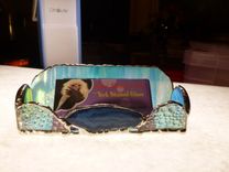 Iridescent Blue Stained Glass Cell Phone Dock 3 small