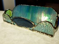 Iridescent Blue Stained Glass Cell Phone Dock 4 small