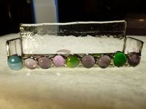 Stained Glass Business Holder With Agate And Multicolored Glass Gems 3 small