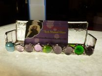 Stained Glass Business Holder With Agate And Multicolored Glass Gems 5 small