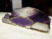 Purple Stained Glass Cell Phone Dock With Agate 2 small