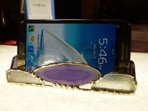 Purple Stained Glass Cell Phone Dock With Agate 3 small