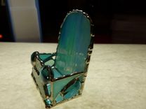 Blue Iridescent Upright Stained Glass Business Card Holder 4 small