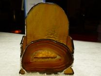 Amber Brown Upright Stained Glass Businedd Card Holder Or Ipod Dock 3 small