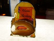 Amber Brown Upright Stained Glass Businedd Card Holder Or Ipod Dock 5 small