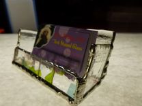Clear Stained Glass Business Card Holder With Multicolored Glass Flecks 1 small