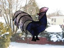 Custom Stained Glass Rooster Light Catcher 2 small