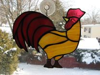 Custom Stained Glass Rooster Light Catcher 1 small