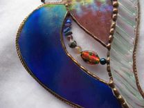 Iridescent Blue And Purple Stained Glasses With Beads And Crystals 1 small