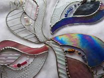 Iridescent Blue And Purple Stained Glasses With Beads And Crystals 2 small