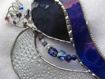 Iridescent Blue And Purple Stained Glasses With Beads And Crystals 4 small