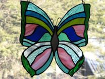 Purple, Pink, Turquoise, Blues Or Greens Stained Glass Butterfly Light Catcher 5 small