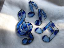 Blue Stained Glass Musical Single Note With Swirls 3 small