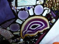 Amethyst-Themed Abstract Stained Glass Panel 1 small