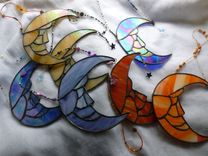 Stained Glass Man On The Moon With Crystal Star And Swarovski Beads 2 small