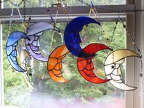 Stained Glass Man On The Moon With Crystal Star And Swarovski Beads 1 small