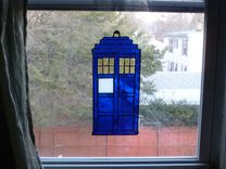 Fabulous Blue And Silver Tardis Stained Glass Ornament 1 small