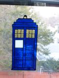 Fabulous Blue And Silver Tardis Stained Glass Ornament 3 small
