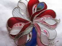 Red-Themed Beaded Stained Glass Heart "Shimmer Me Conflicted'' 3 small