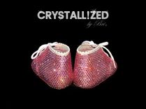 Crystallized Baby Booties Baptism Boys Crib Shoes Bling Genuine European Crystals Bedazzled 2 small