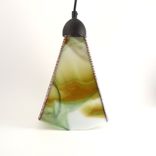 Glass Pendant Light Copper Green White Handmade 1 small