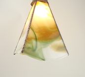 Glass Pendant Light Copper Green White Handmade 2 small