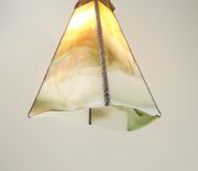 Glass Pendant Light Copper Green White Handmade 3 small