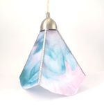 Pendant Light Pink White Teal Stained Glass Handmade 1 small