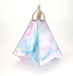 Pendant Light Pink White Teal Stained Glass Handmade 2 small