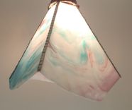 Pendant Light Pink White Teal Stained Glass Handmade 3 small