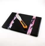 Cheese Tray, Fused Glass, Black And Pink With Matching Spreader 1 small