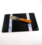 Cheese Tray, Fused Glass, Black And Pink With Matching Spreader 2 small
