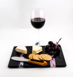 Cheese Tray, Fused Glass, Black And Pink With Matching Spreader 4 small
