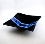 Black And Blue Fused Glass Serving Bowl 1 small