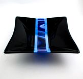 Black And Blue Fused Glass Serving Bowl 3 small