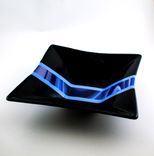 Black And Blue Fused Glass Serving Bowl 4 small